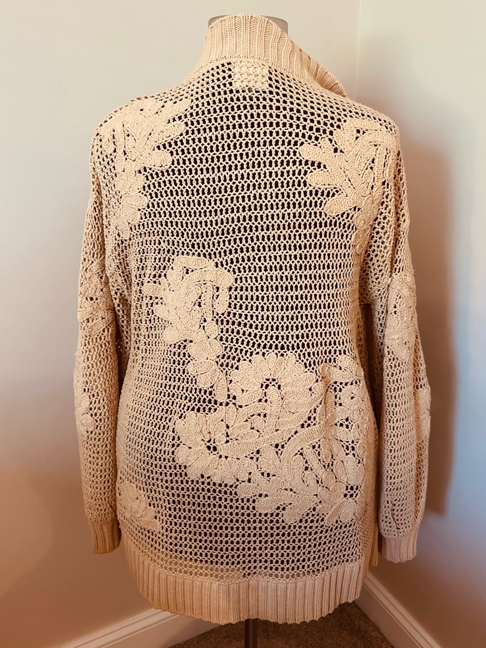 FARM RIO Cozy Cream Crochet  Sweater XL